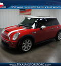 mini cooper 2003 red hatchback s gasoline 4 cylinders front wheel drive 6 speed manual 76108