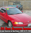 honda civic 1995 red coupe ex gasoline 4 cylinders front wheel drive 5 speed manual 99212