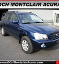 toyota highlander 2002 dk  blue suv limited gasoline 6 cylinders all whee drive automatic with overdrive 07044