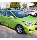 hyundai accent 2013 lt  green hatchback gs 4 cylinders automatic 77074
