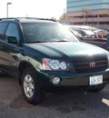 toyota highlander 2001 green suv gasoline 6 cylinders dohc front wheel drive automatic with overdrive 77074