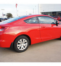 honda civic 2012 red coupe lx gasoline 4 cylinders front wheel drive not specified 77034